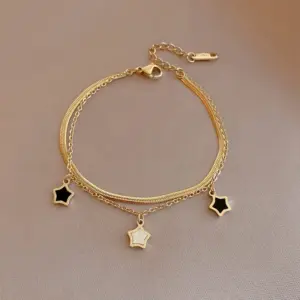 Wholesale PVD Coated 18K Gold Plated Geometric 304 Stainless Steel Waterproof Non Tarnish 304 Stainless Steel Bracelets