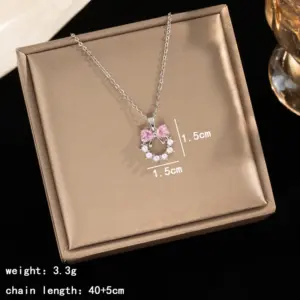 Silver, Pink Zircon Bow with Pearls