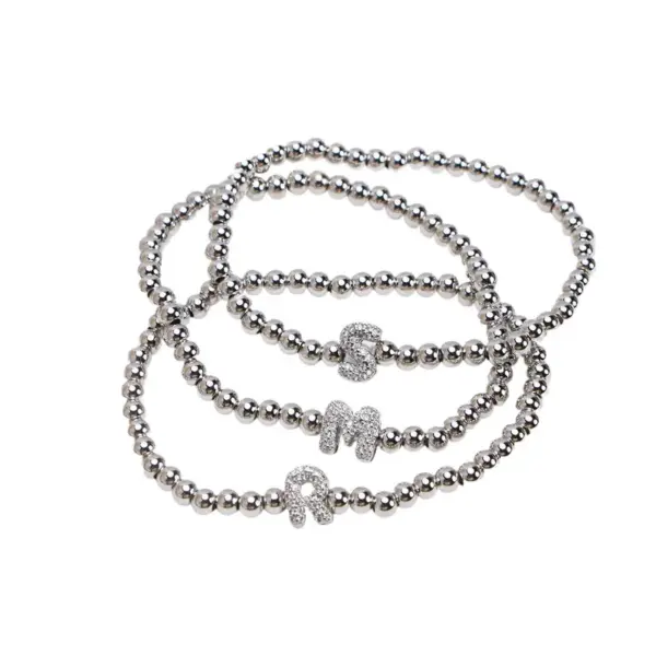 Wholesale Jewelry Simple Style Letter Copper Zircon Inlay Bracelets Beaded Chain