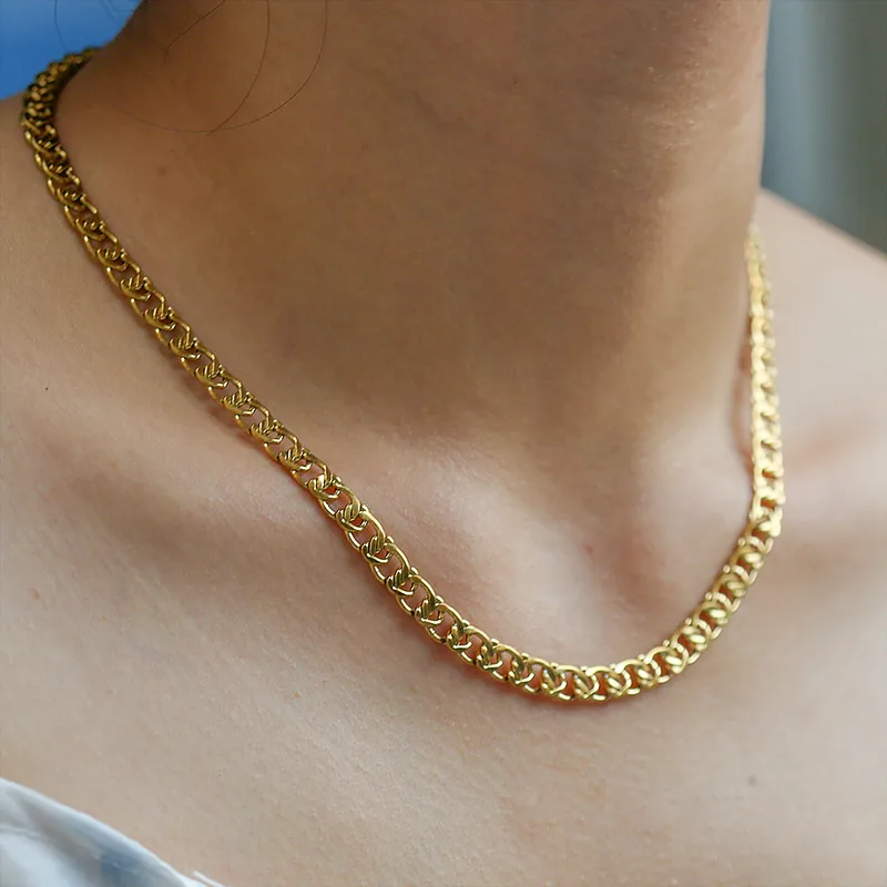 Wholesale Ion Plating (IP) Geometric Solid Color 304 Stainless Steel Hip-Hop Basic Waterproof Non Tarnish 304 Stainless Steel Necklace