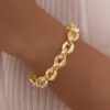 Wholesale PVD Coated Real Gold Plated 18K Gold Solid Color 304 Stainless Steel Simple Style IG Style Waterproof Non Tarnish 304 Stainless Steel Chain Bracelet