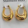Wholesale Punk U Shape Plating 304 Stainless Steel 18K Gold Plating In Furnace Stainless Steel Earrings