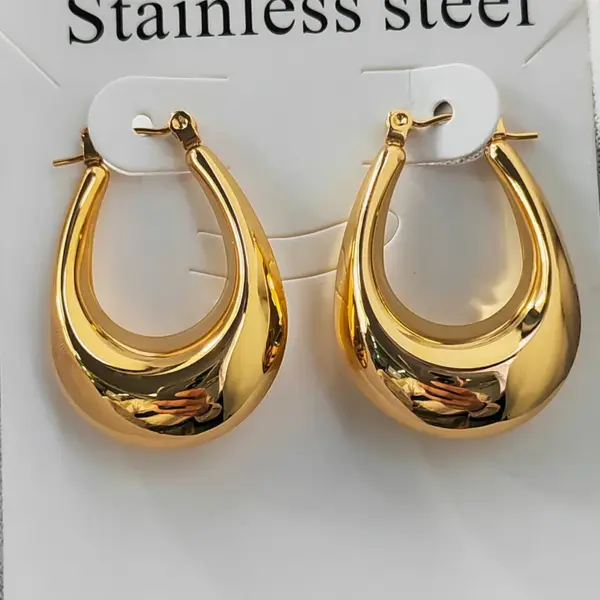 Wholesale Punk U Shape Plating 304 Stainless Steel 18K Gold Plating In Furnace Stainless Steel Earrings