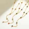 Wholesale Elegant Simple Gold Plated Stainless Steel Zircon Leaf Pendant Necklace For Women Casual Romantic Cute Female Style