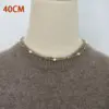 Wholesale Freshwater Pearl Ferroalloy Round Vacuum Plating Gold Plated Simple Style Classic Style Waterproof Non Tarnish Beaded Plating Gold Sweater Chain Long Necklace