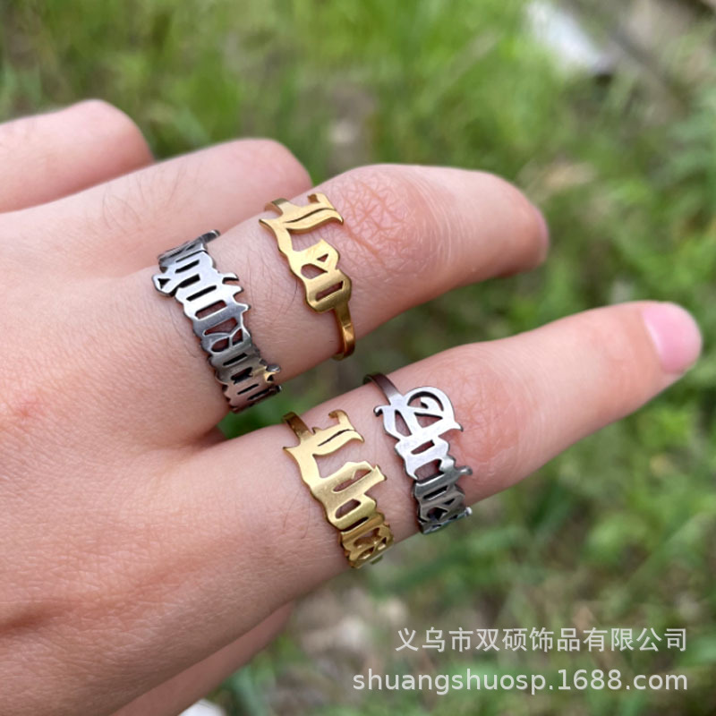 Wholesale Foreign Trade Cross-Border Cole Contion Ring Female Japanese and Korean Stainless Steel Retro Twee Contions Simple Open Ring Ins