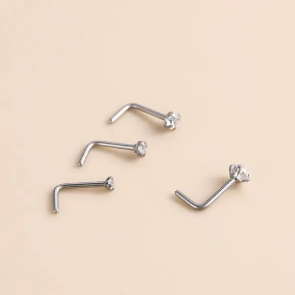 1 Piece Nose Rings & Studs Casual Geometric Pure Titanium Inlay Zircon Nose Pin