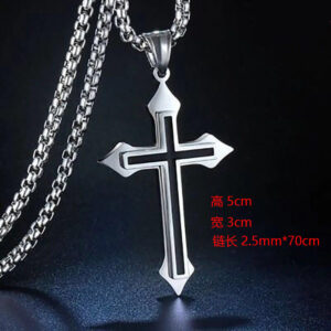 XL0282 black line cross necklace