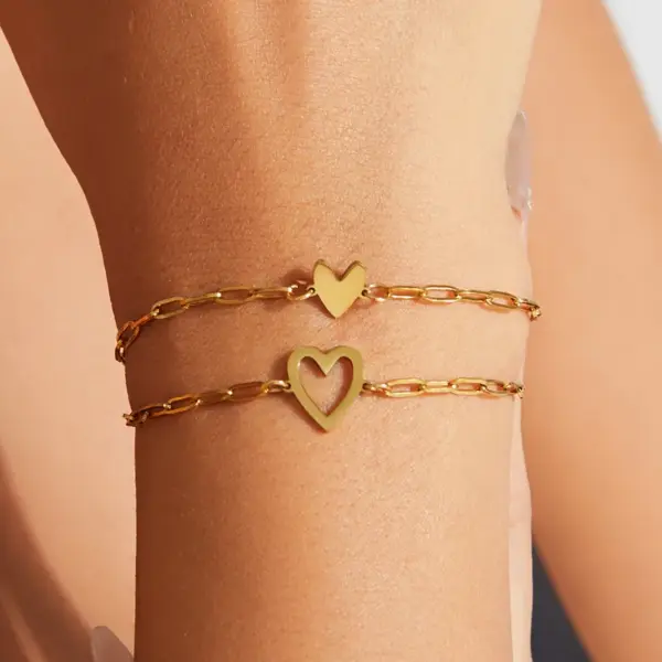 Simple Style Heart Shape 304 Stainless Steel Paperclip Chain Bracelets In Bulk