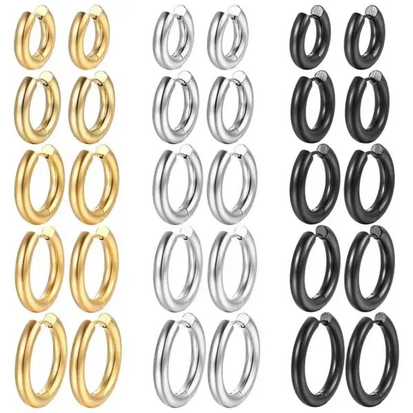 1 Piece Simple Style Circle Plating 201 Stainless Steel 18K Gold Plated Earrings