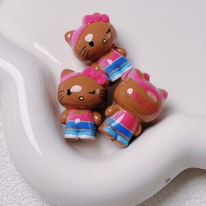 09-Dark skin + blue rose / [Sold per piece] Size approx. 19 x 26 mm, aperture approx. 3.3 mm