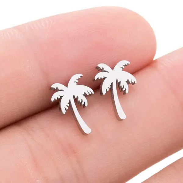 PVD Coated 18K Gold Real Gold Plated Coconut Tree 304 Stainless Steel Simple Style Waterproof Non Tarnish Ear Studs