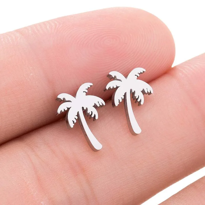 PVD Coated 18K Gold Real Gold Plated nut Tree 304 Stainless Steel Simple Style Waterproof Non Tarnish Ear Studs