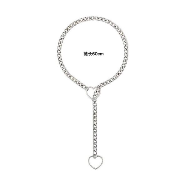 Wholesale European and American Retro Punk Metal Chain Necklace Trendy Hip-Hop Personality Simple Heart All-Match Men's and Women's Couple Necklace