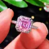 Hand Jewelry Classic Square Pink Diamond Princess Micro-encrusted Women's Copper Ring