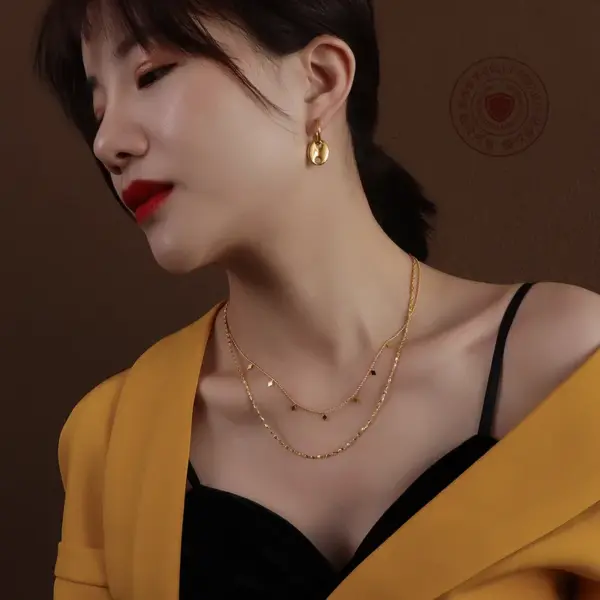 PVD Coated Real Gold Plated 18K Gold Geometric 304 Stainless Steel Waterproof Non Tarnish 304 Stainless Steel Necklace