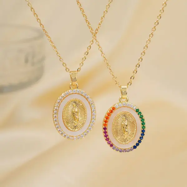 Wholesale Jewelry Commute Virgin Mary 304 Stainless Steel Copper Cable Chain Pendant Necklace