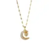 PVD Coated Real Gold Plated Moon Stainless Steel Titanium Steel Simple Style Waterproof Non Tarnish 304 Stainless Steel Pendant Necklace