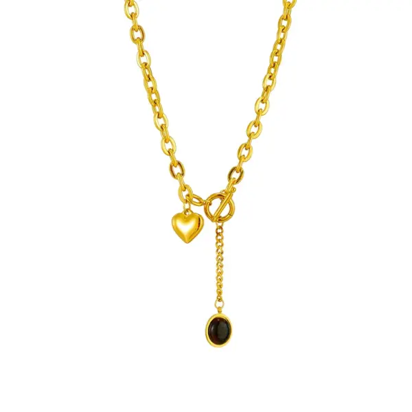Wholesale PVD Coated 18K Gold Plated Geometric 304 Stainless Steel Fashion Punk Korean Style Waterproof Non Tarnish 304 Stainless Steel Necklace