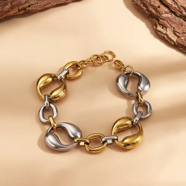 Wholesale Hot-Selling INS Style 304 Stainless Steel Inner Electroplated Real Gold Irregular Hollow Circle Simple Bracelet