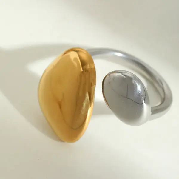 Wholesale PVD Coated Real Gold Plated 18K Gold Irregular Geometric 304 Stainless Steel Casual Elegant Simple Style Waterproof Non Tarnish Open Rings