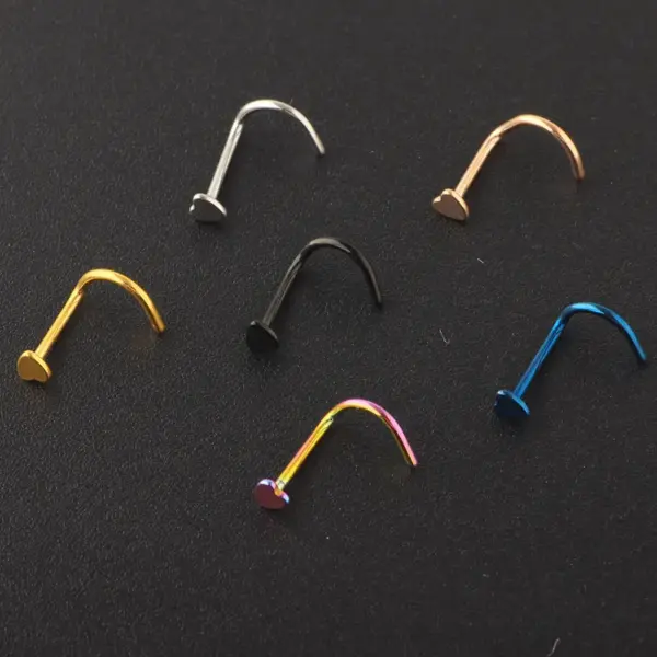 1 Piece Nose Rings & Studs Simple Style Heart Shape Stainless Steel
