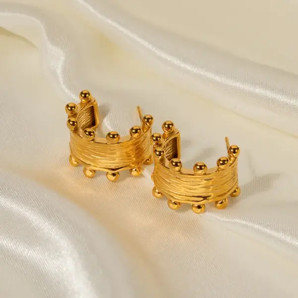 Wholesale 304 Stainless Steel C Shape PVD Coated 18K Gold Plated Real Gold Plated Commute Waterproof Non Tarnish Plating Earrings