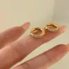 Wholesale 1 Pair Simple Style Solid Color Inlay Titanium Steel Zircon Earrings