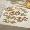 Wholesale 304 Stainless Steel Geometric PVD Coated 18K Real Gold Plated Simple Style Classic Style Mixed Color Plating Earrings