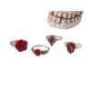 Wholesale Punk style dark heart-shaped inlaid red rose ring set