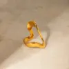 Wholesale 304 Stainless Steel Solid Color PVD Coated Titanium Steel 18K Real Gold Plated Real Gold Plated IG Style Simple Style Waterproof Non Tarnish Irregular Gold Rings