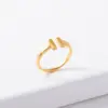 Wholesale 1 Piece Simple Style Letter Copper Plating Inlay Zircon Open Ring
