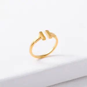 Wholesale 1 Piece Simple Style Letter Copper Plating Inlay Zircon Open Ring