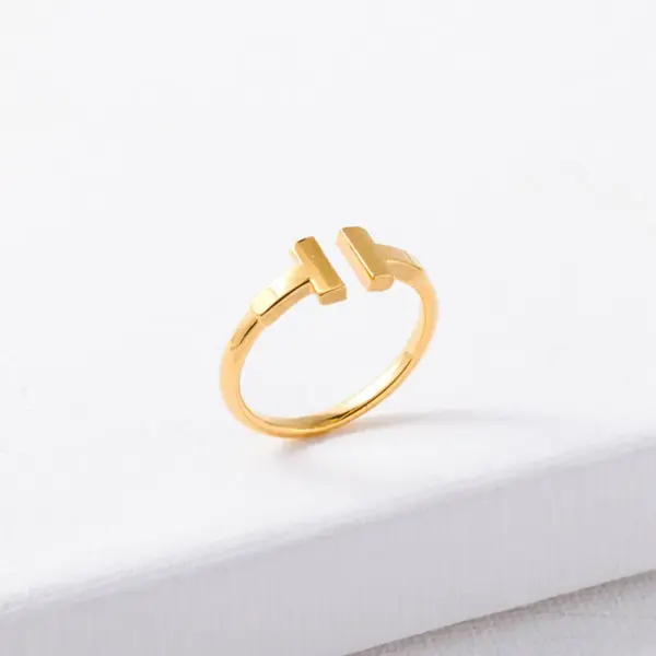 Wholesale 1 Piece Simple Style Letter Copper Plating Inlay Zircon Open Ring
