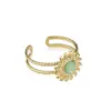 Wholesale Jewelry Simple Style Round 304 Stainless Steel Natural Stone 18K Gold Plated Open Ring