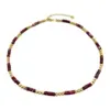 Wholesale Jewelry Fashion Geometric 304 Stainless Steel Natural Stone Haematite Natural Stone Beads Gold Plated Plating Stainless Steel Necklaces