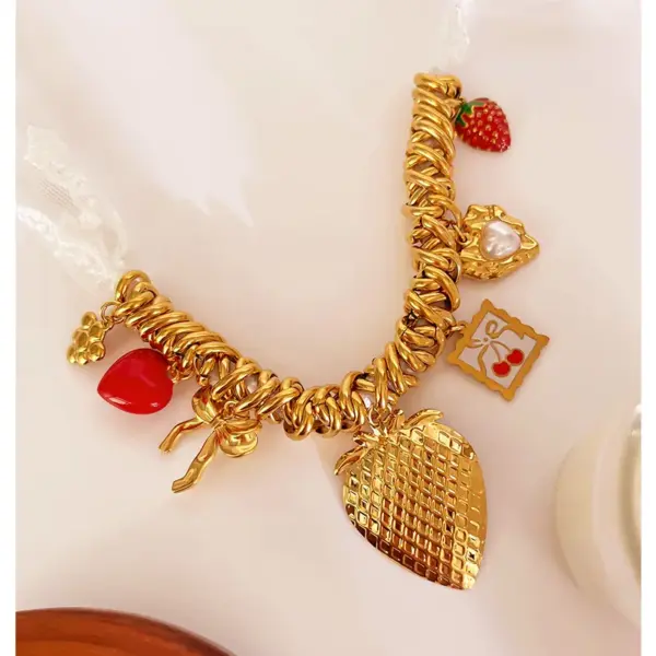 Wholesale 304 Stainless Steel Cloth Fabric Geometric Sun Heart Shape PVD Coated Acrylic Imitation Pearl Resin Real Gold Plated IG Style Vintage Style Luxurious Hypoallergenic Denim Rope Lobster Trigger Clasp Closure Gold Pendant Necklace