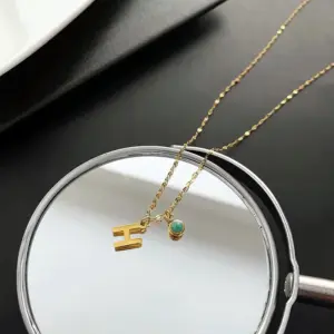 05-I1 Titanium Steel H-Shaped Necklace / Gold