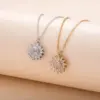 Wholesale Ins Style Geometric Titanium Steel Inlaid Zircon Pendant Necklace