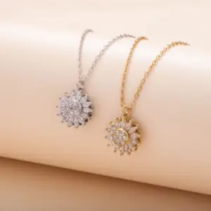 Wholesale Ins Style Geometric Titanium Steel Inlaid Zircon Pendant Necklace