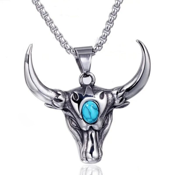 Wholesale Cao Shi retro cow's head necklace exaggerated domineering personality trendy male pendant European and American fashion hip hop punk style necklace
