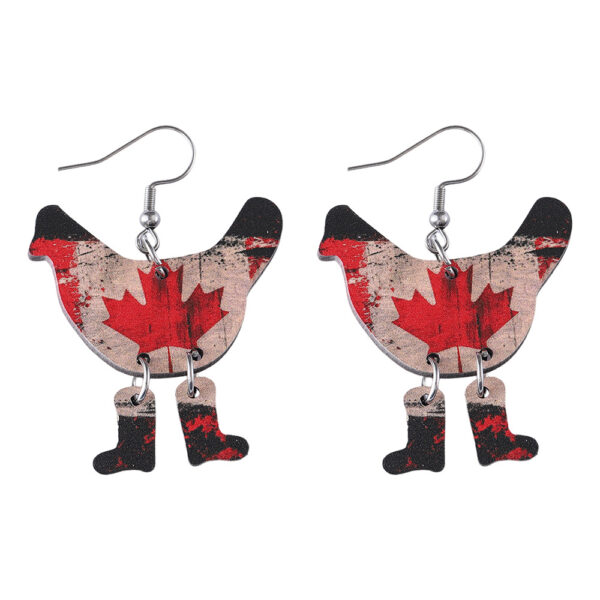 Wholesale Hen boots with wooden double-sided earrings