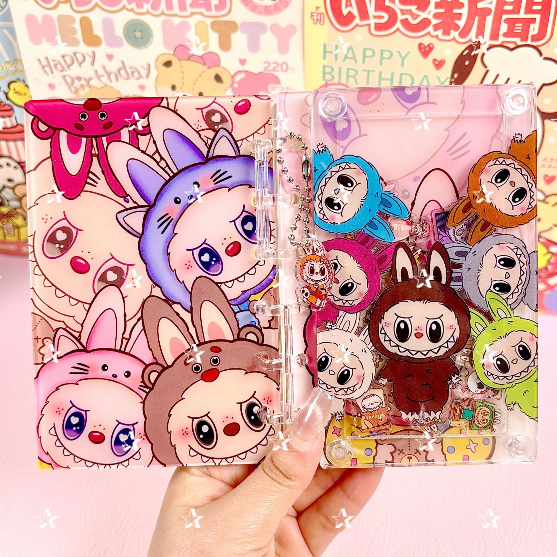 Wholesale A7 loose-leaf acrylic rocking notebook cute girl heart high-value animation student diary