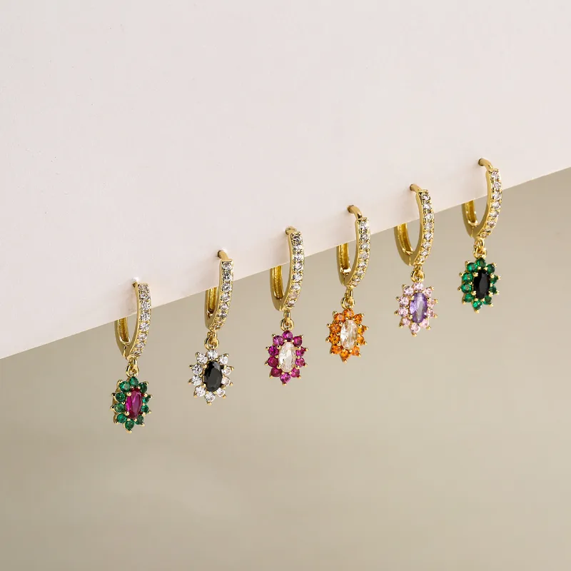 Wholesale Cute Geometric Plating Copper Zircon Copper Earrings