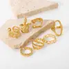 Wholesale PVD Coated Real Gold Plated Geometric 304 Stainless Steel Retro Vacation Commute Waterproof Non Tarnish Rings