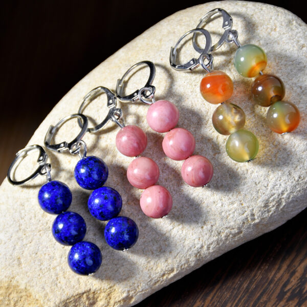 Wholesale Bohemian style natural stone earrings women's design sense niche color agate high sense earrings manufacturers