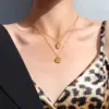 Wholesale PVD Coated Real Gold Plated Geometric Titanium Steel Fashion Waterproof Non Tarnish Necklace