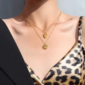 Wholesale PVD Coated Real Gold Plated Geometric Titanium Steel Fashion Waterproof Non Tarnish Necklace