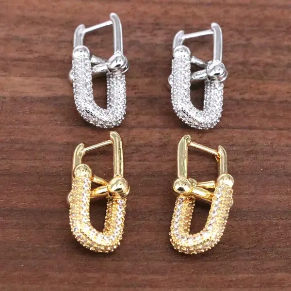 Wholesale 1 Pair Retro Luxurious Simple Style Double Ring Plating Inlay Copper Zircon 18k Gold Plated Drop Earrings