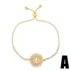 Copper Inlaid Zircon Geometric Artificial Gemstones Copper Bracelets